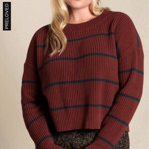 Bianca Crew Sweater Toad&Co - Red/Maroon Striped